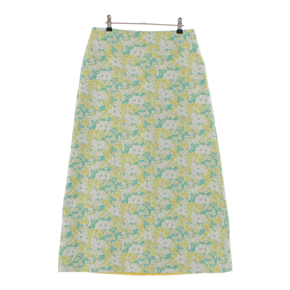 Drawer Flower Jacquard Skirt Polyester Nylon 6524-299-1709 Green Yellow White 36