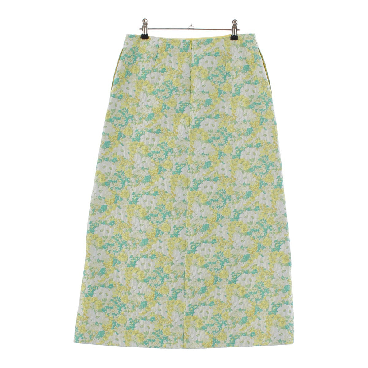 Drawer Flower Jacquard Skirt Polyester Nylon 6524-299-1709 Green Yellow White 36