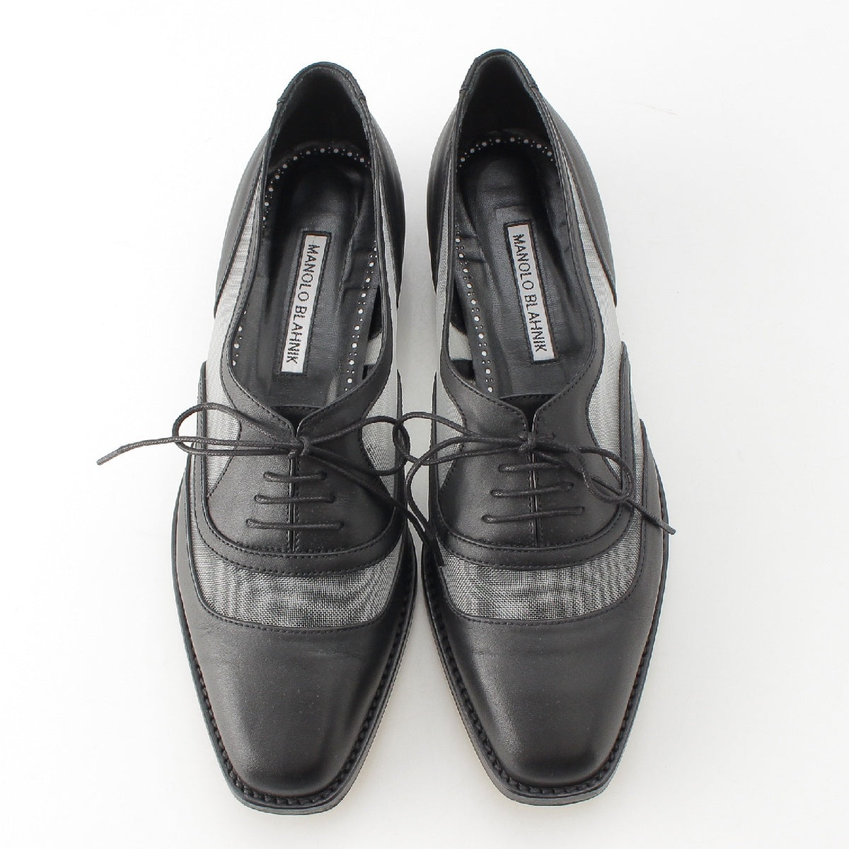 MANOLO BLAHNIK vitrol 255 leather loafer leather Oxford See-Through loafers shoes mnif-wz384 black 39