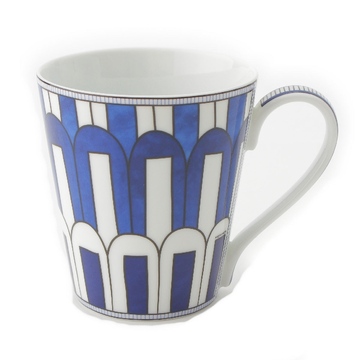 HERMES Blue Daiyuru China Overall handle Mug Cup tableware Blue white