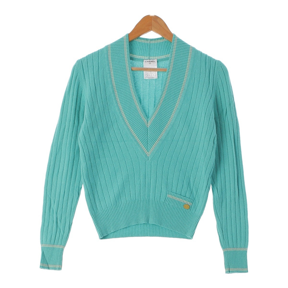 Chanel 01P Cashmere Tweed Knit Set P17770 Turquoise Blue 38