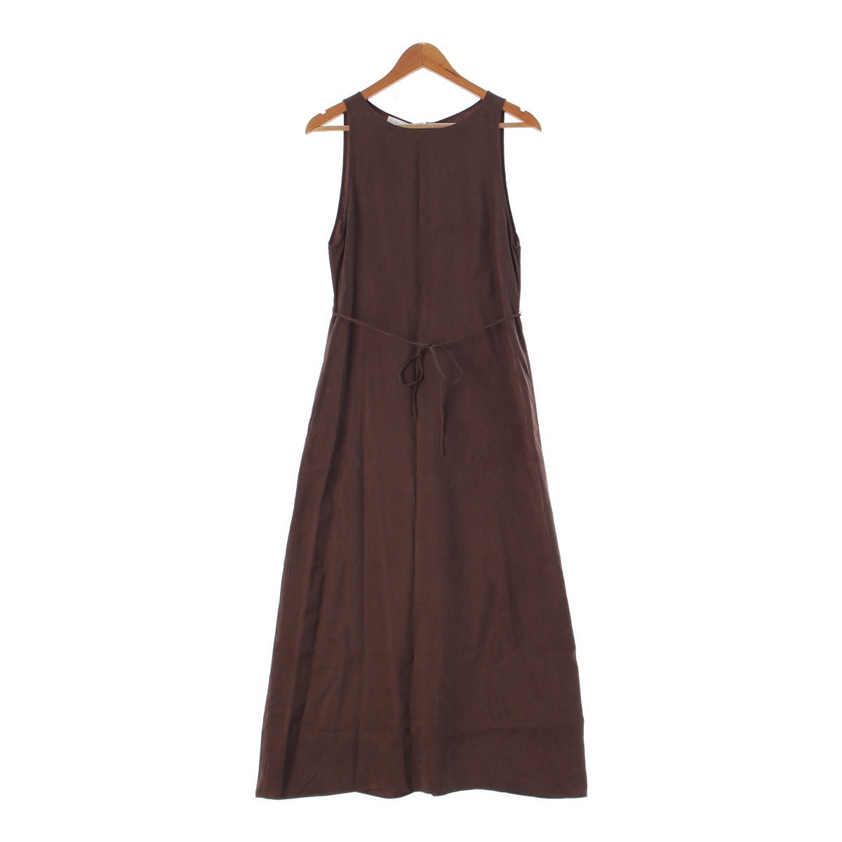 × RUOHAN Cupra Sleeveless Back Zip Belt Long one piece dress 6526-343-1349 Brown S