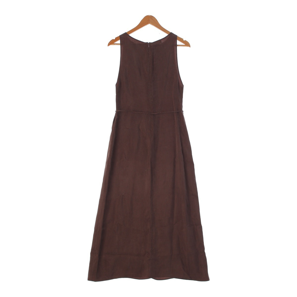 × RUOHAN Cupra Sleeveless Back Zip Belt Long one piece dress 6526-343-1349 Brown S