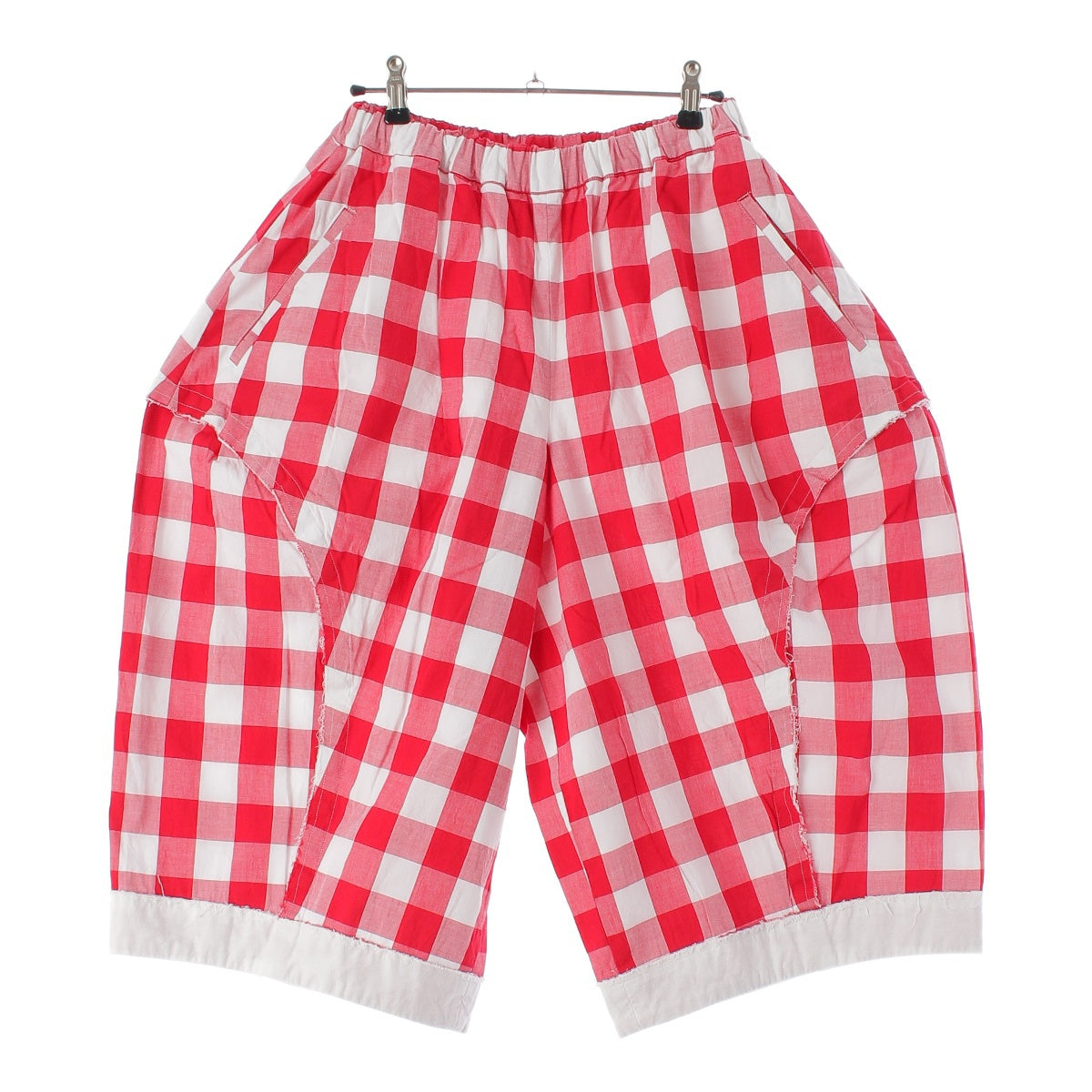 COMME des GARCONS 19AW cotton Check Pattern Switching Wide Pants Bottoms GE-P029 Red white XS