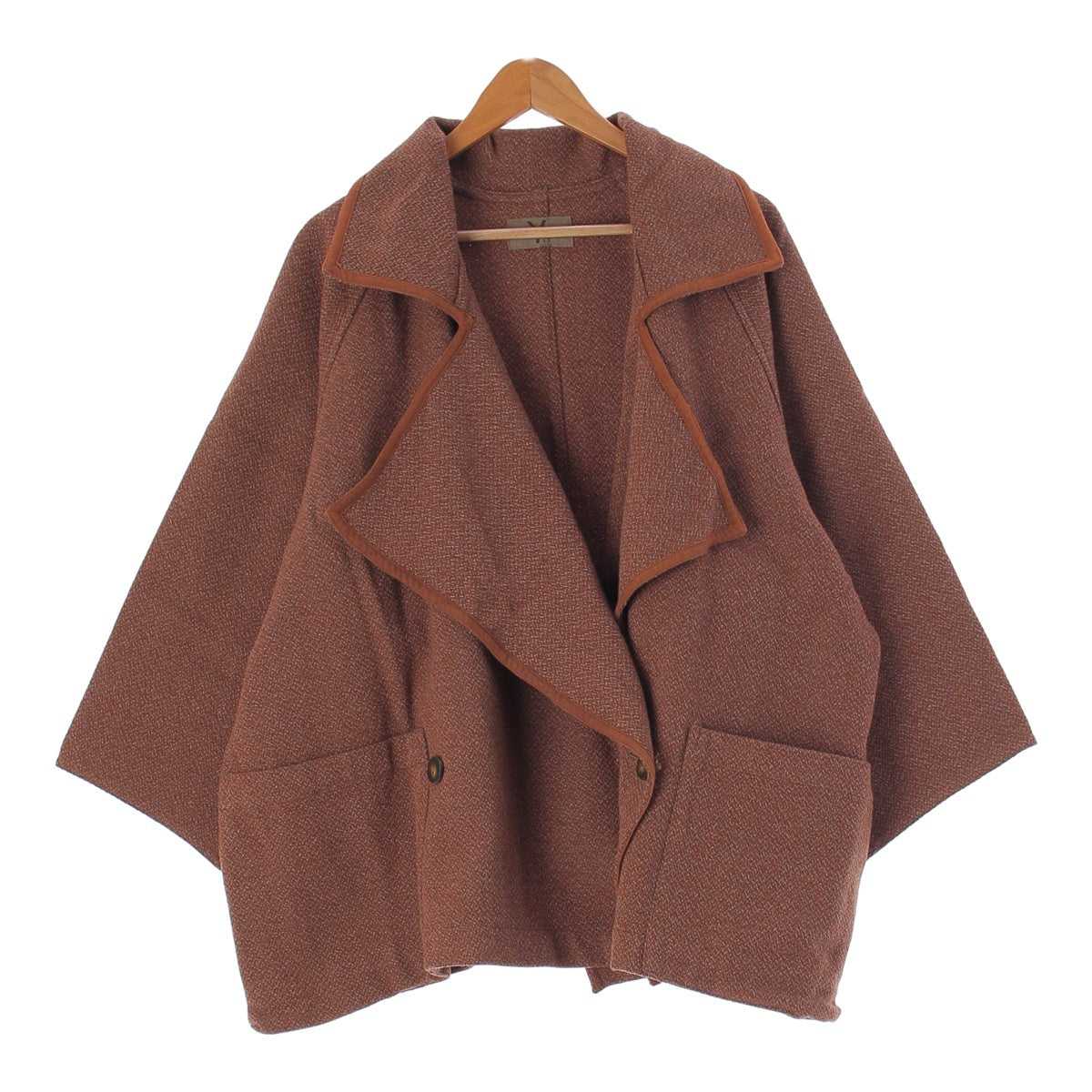 Y's 80's Wool nylon Double breasted poncho Short coat Brown