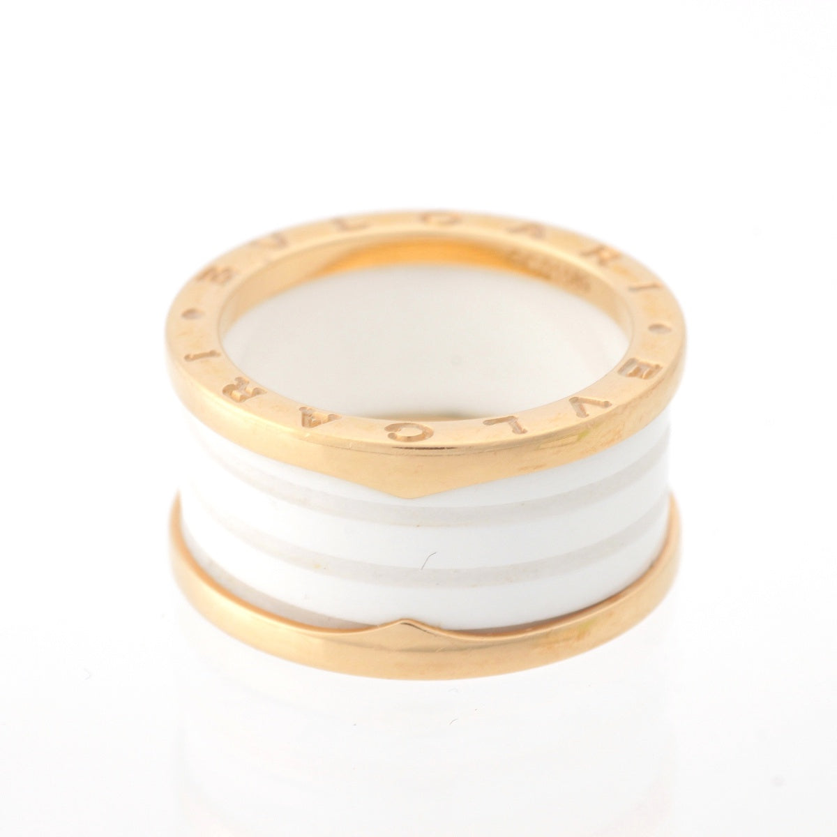 BVLGARI B-ZERO1 White ceramic 4 bands Ring jewelry 750 K18 Gold white 58