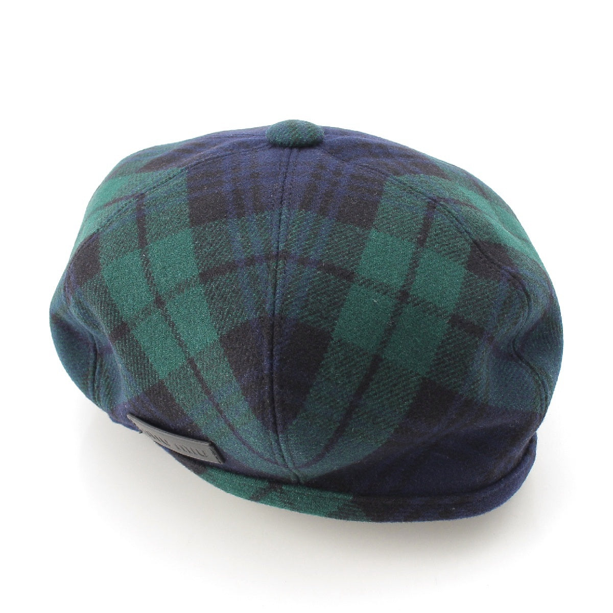 MIUMIU wool Check Pattern beret hat Green blue M