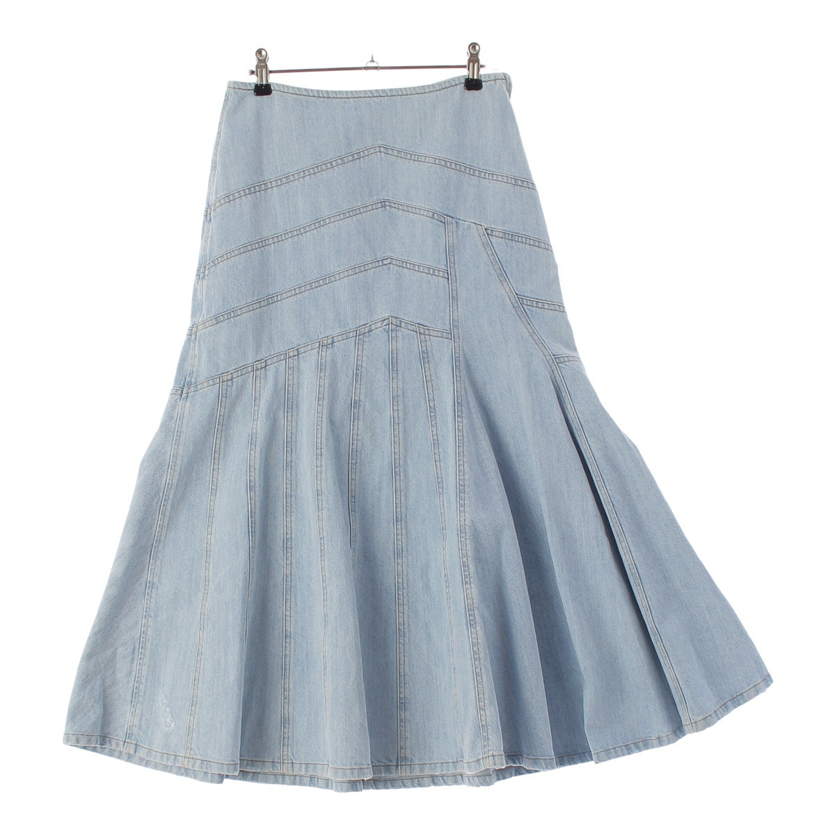 MIUMIU cotton Logo patch distressed denim long skirt GWD155 blue 38