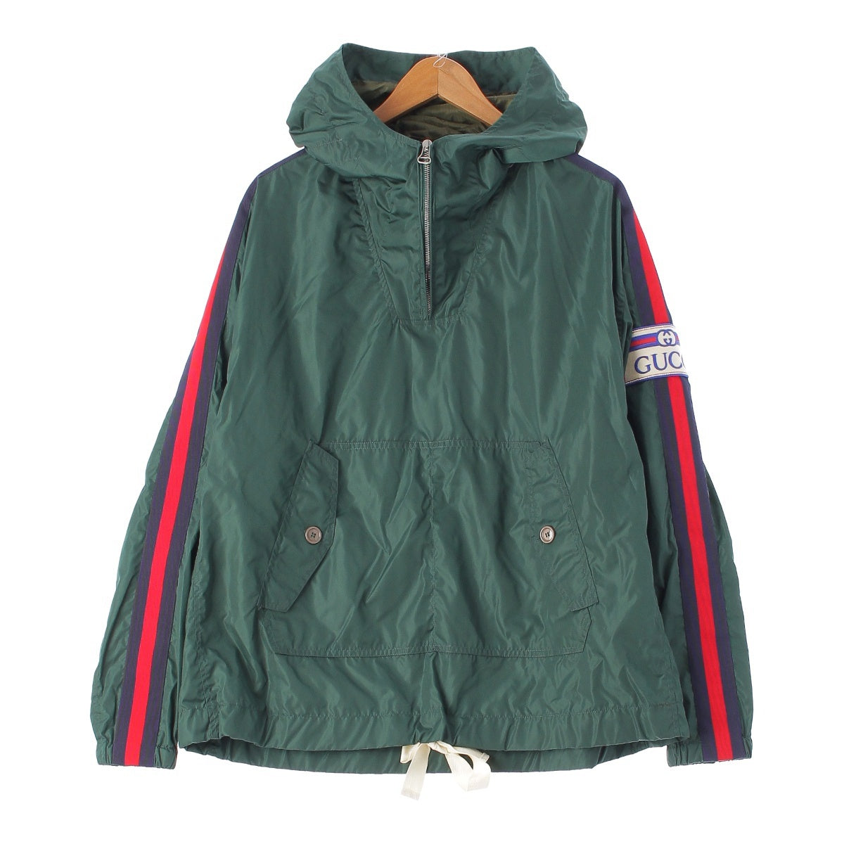 GUCCI Michele period Sherry line Nylon Logo Label Patch Hood Anorak Parker Blouson jacket 654827 ZAGVU green 44