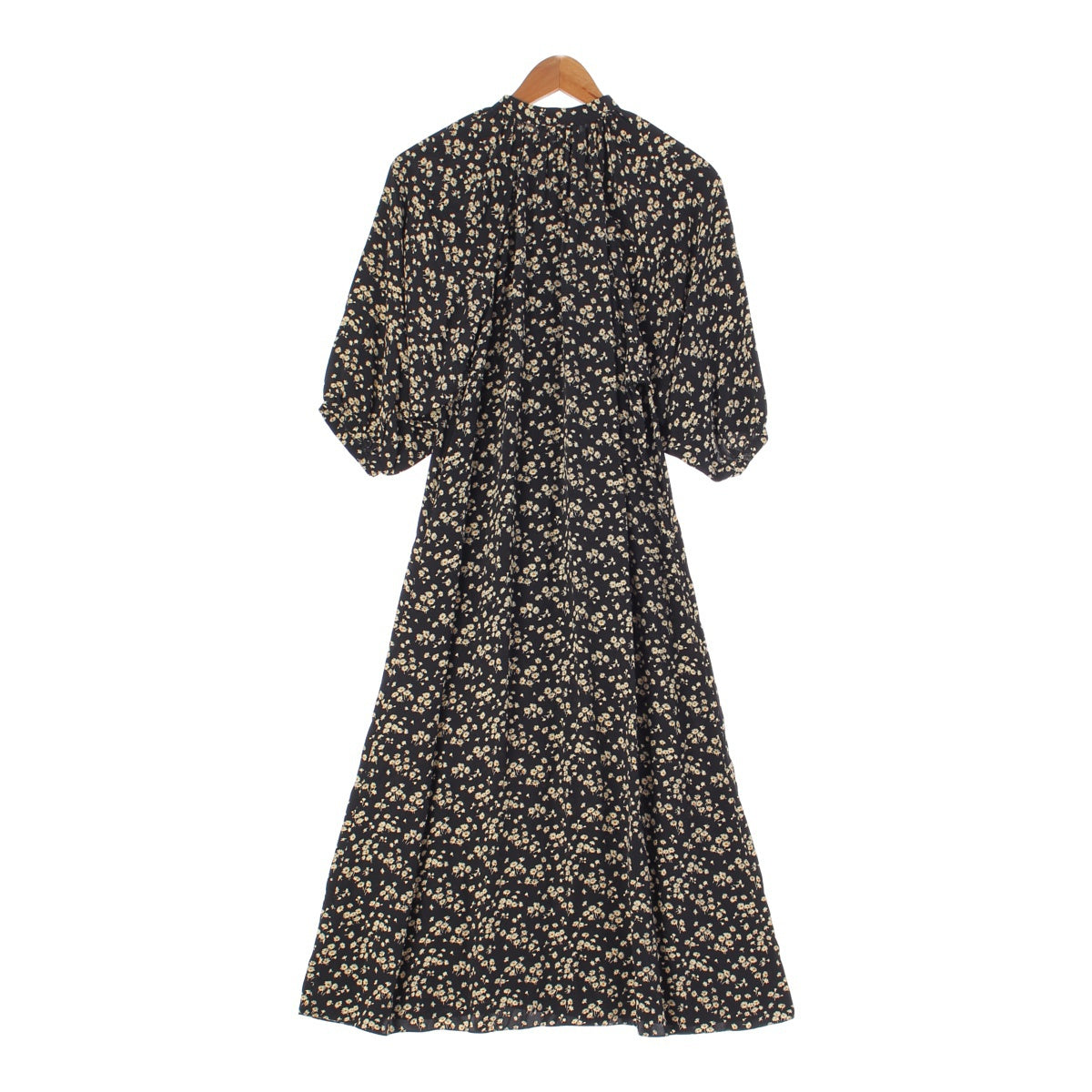 CELINE Edith Reman Viscose Liberty Puff sleeve small floral pattern flower one piece 2R091564D Black yellow 36