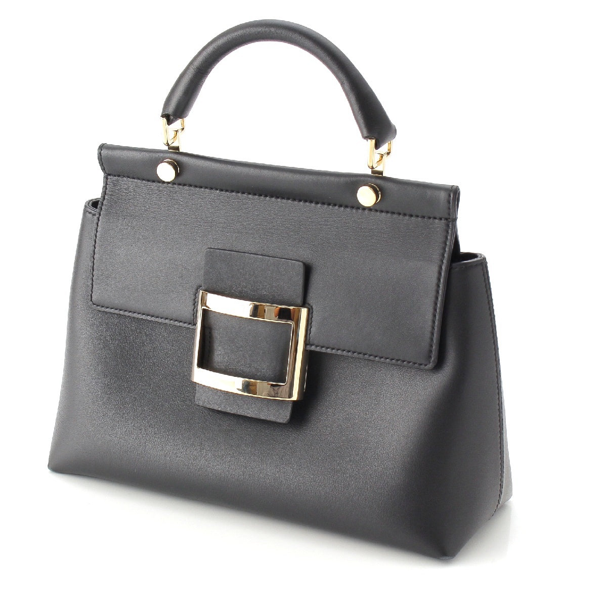 Roger Vivier Viv Hippo Smooth Rubbed Top handle 2WAY Shoulder Other bag RBWAMAA0150D8CB999 Black Silver