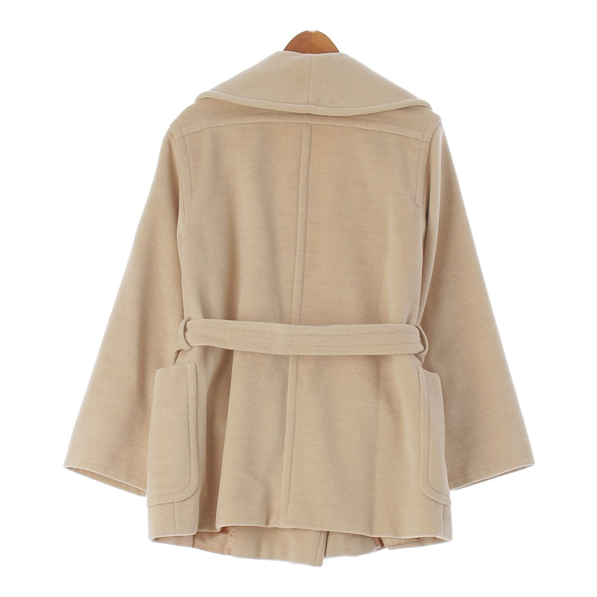 MAX MARA Virgin wool Belted collar Front pocket coat beige 38