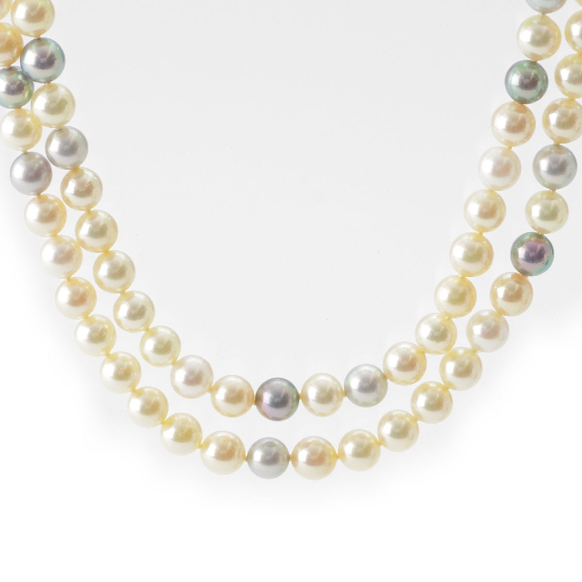 TASAKI Pearl 2 stations long Necklace Pendant jewelry Silver Multicolor 6.5-7㎜ 123cm