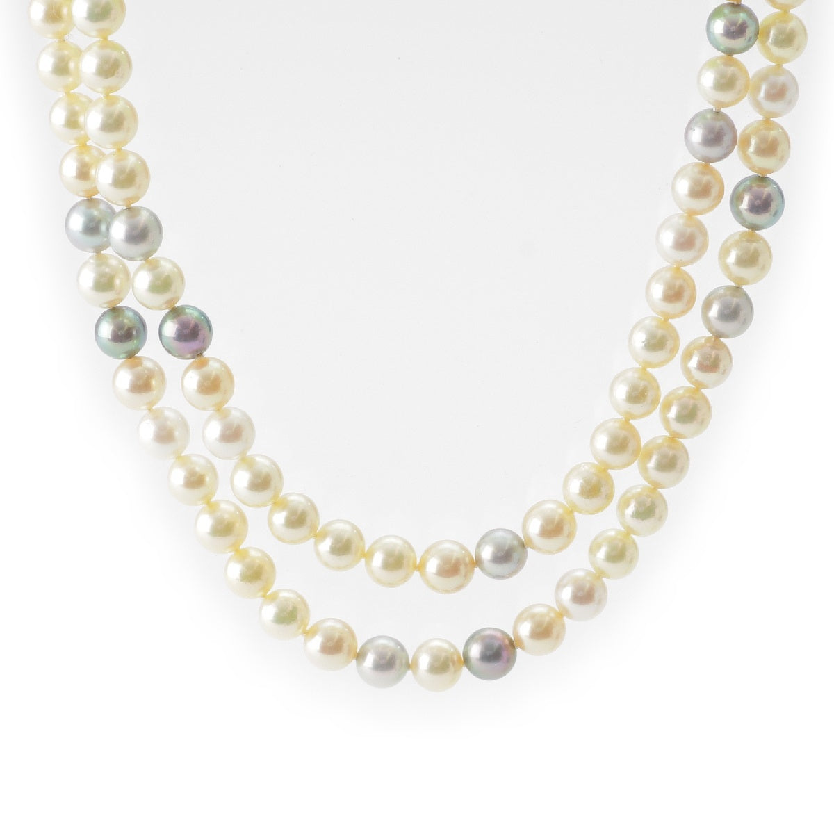 TASAKI Pearl 2 stations long Necklace Pendant jewelry Silver Multicolor 6.5-7㎜ 123cm