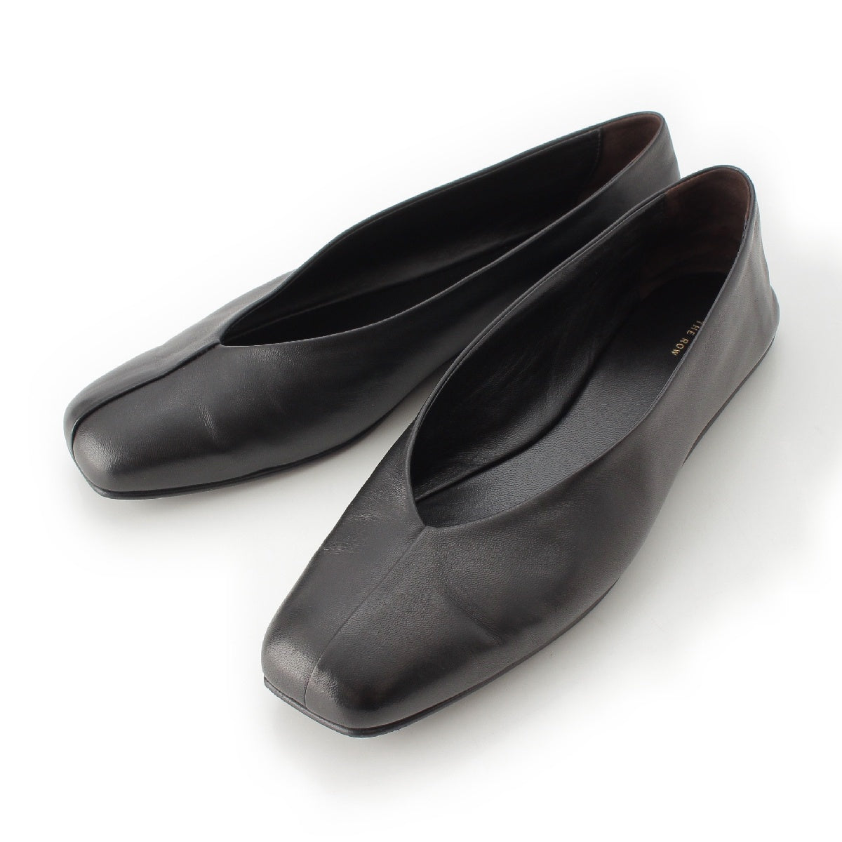 THE ROW Eva two Smooth nappa leather Square Toe Flats Ballet shoes Shoes Slip-ons F1454N60BLK black 39