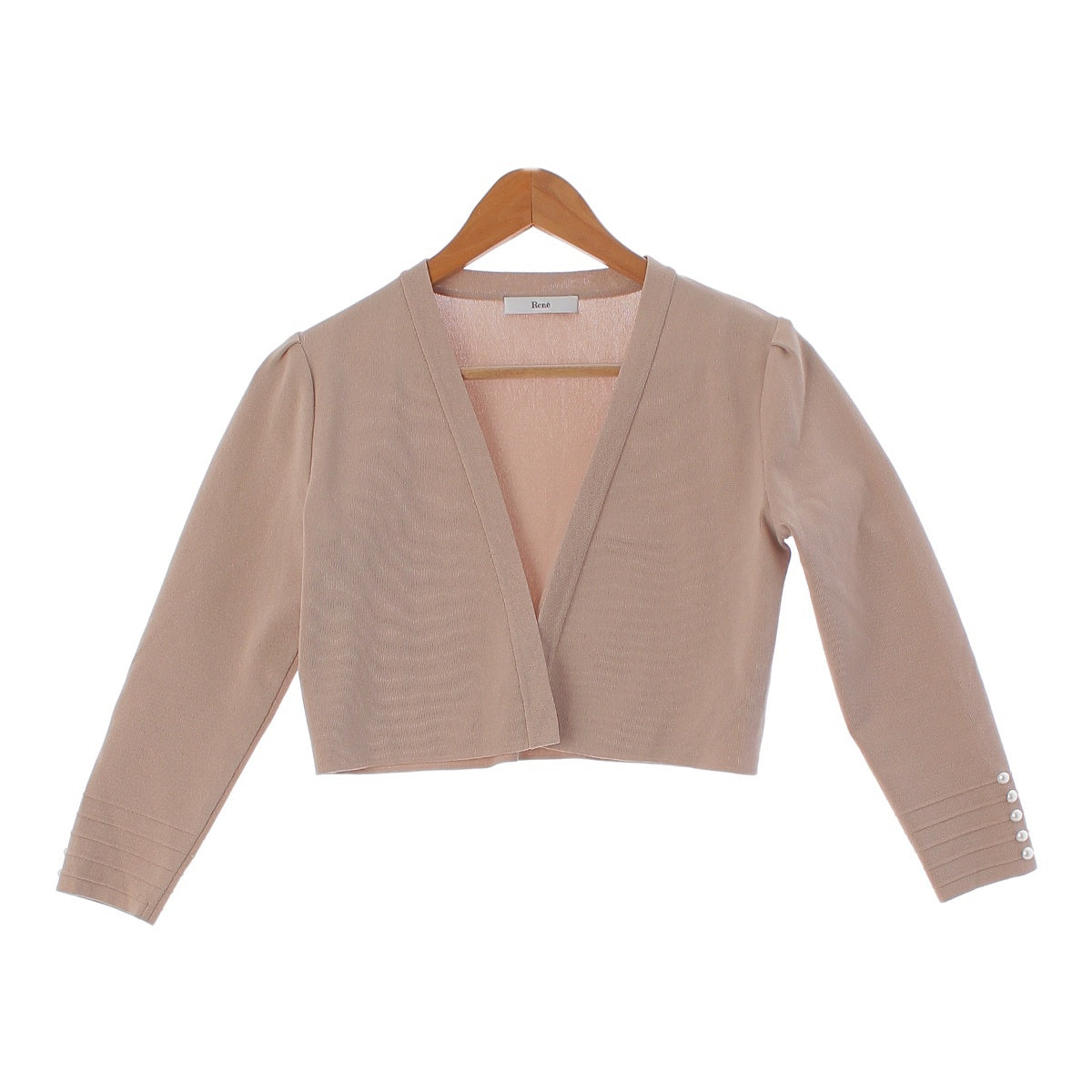 Rene 22 years acetate Knit material cardigan Pearl bolero cardigan short length 622642  beige 36