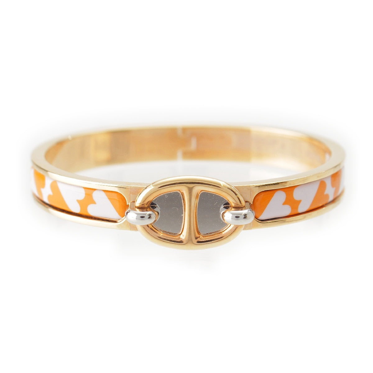 Hermes Mini Click Chaine d'Ancre Bracelet Orange Heart Motif