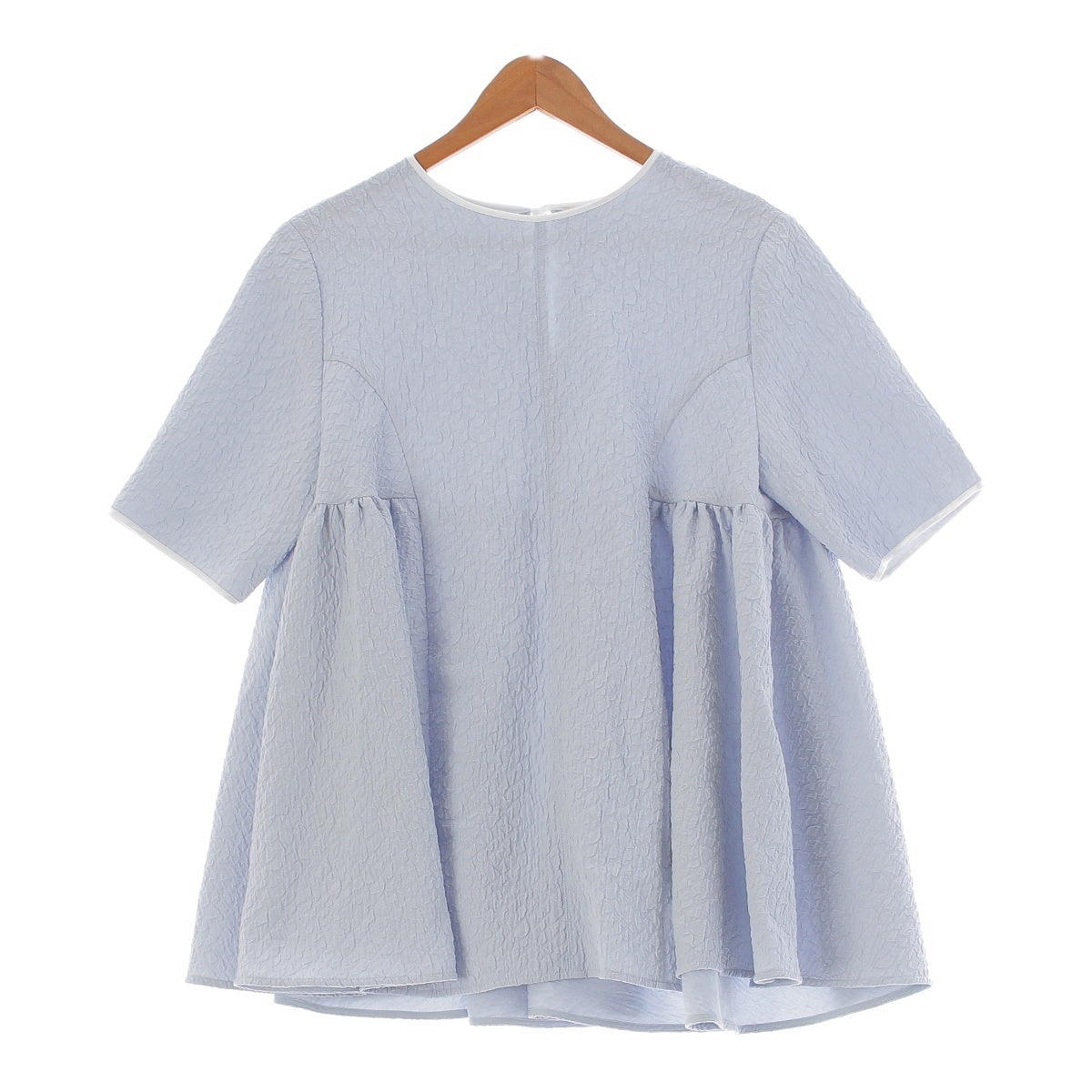 yori Folded Side Gathered Blouse blouse Tunic Tops Shirts YR21-24065SM-3 Light blue 38