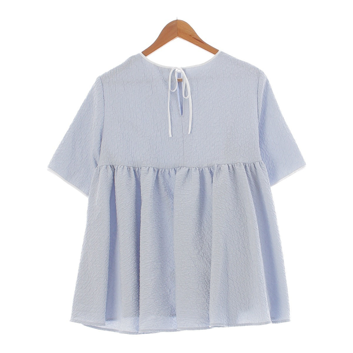 yori Folded Side Gathered Blouse blouse Tunic Tops Shirts YR21-24065SM-3 Light blue 38