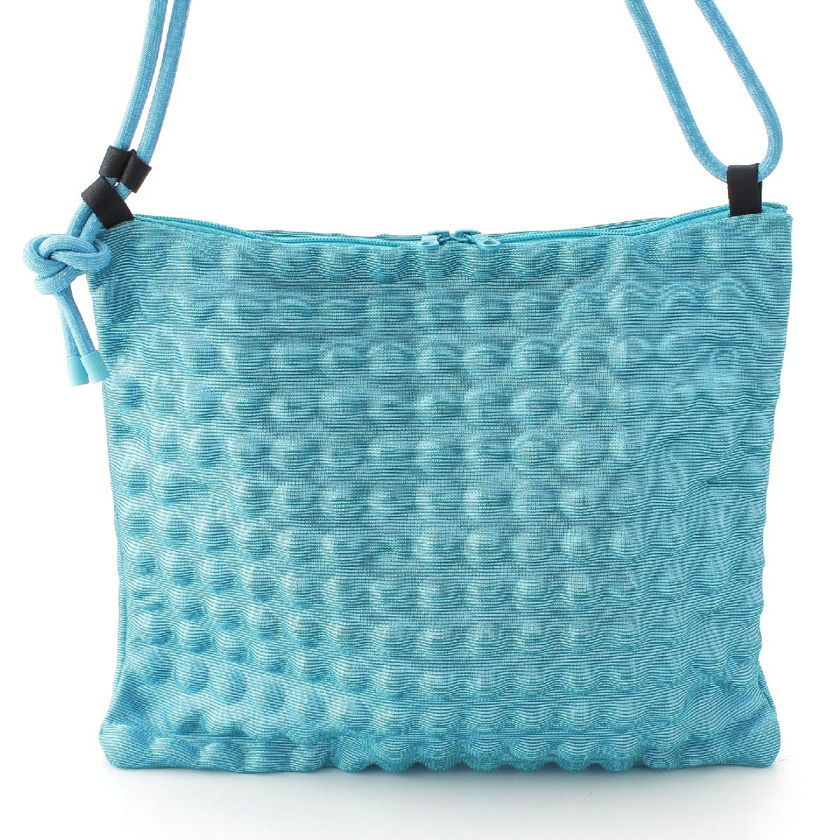 PLEATS PLEASE ISSEY  Nylon Round embossed 2-way clutch Shoulder Bag PP12-AG536 Light blue