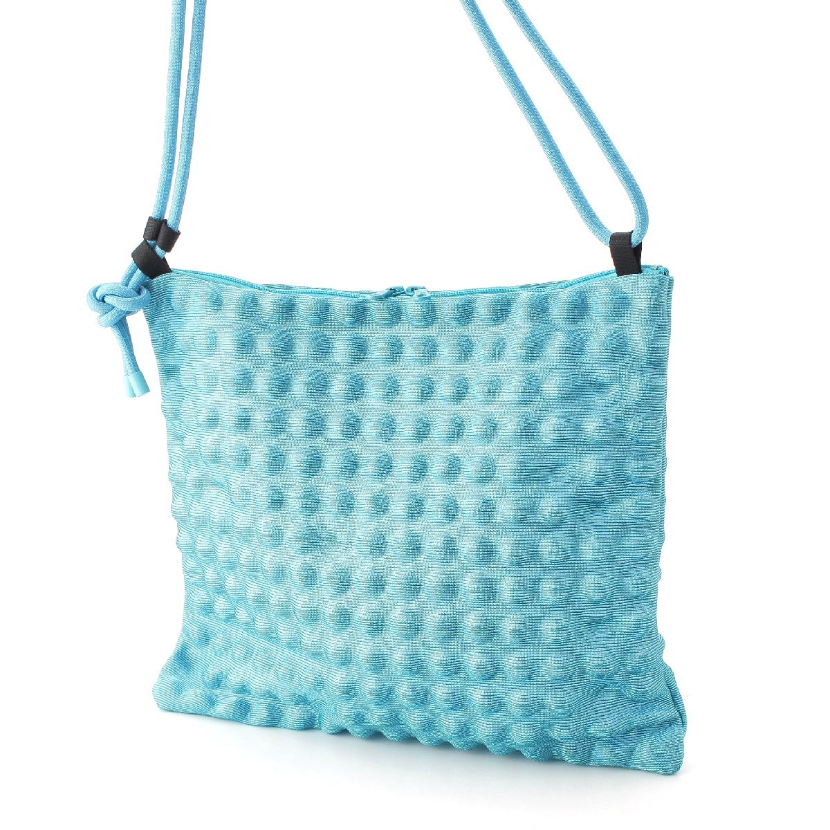 PLEATS PLEASE ISSEY  Nylon Round embossed 2-way clutch Shoulder Bag PP12-AG536 Light blue