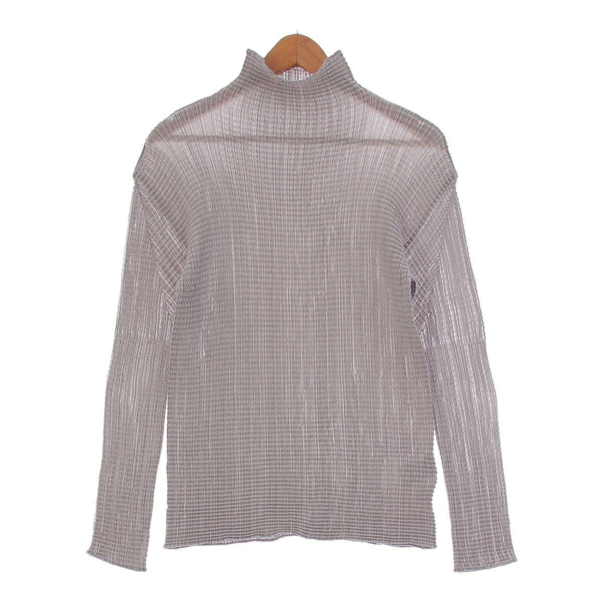 ISSEY MIYAKE High Neck Pleated Long sleeve shirt Tops Blouses Cut and sewn IM53-FJ920 gray M