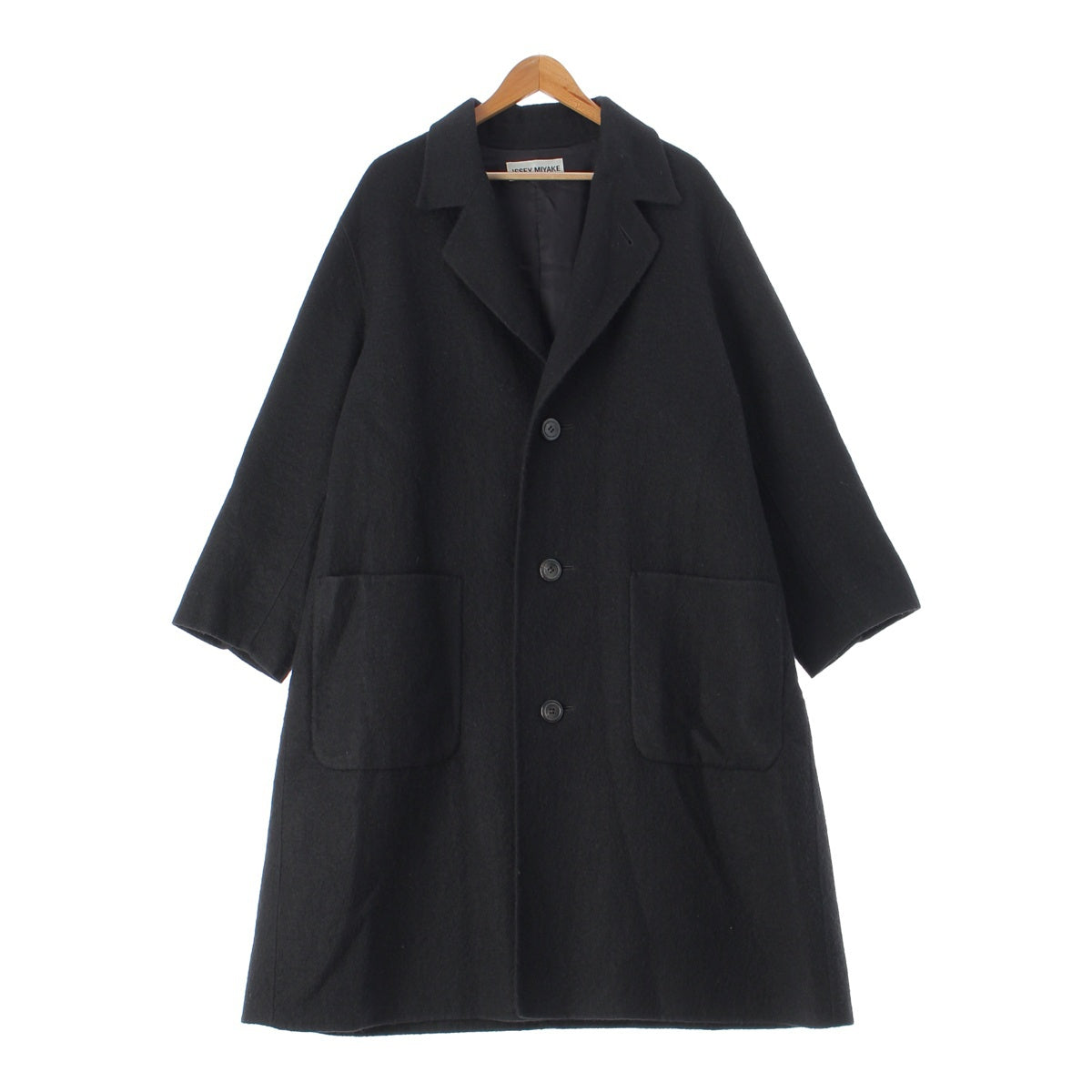 ISSEY MIYAKE wool Oversized Chester coat outer IM63-FA106 black M