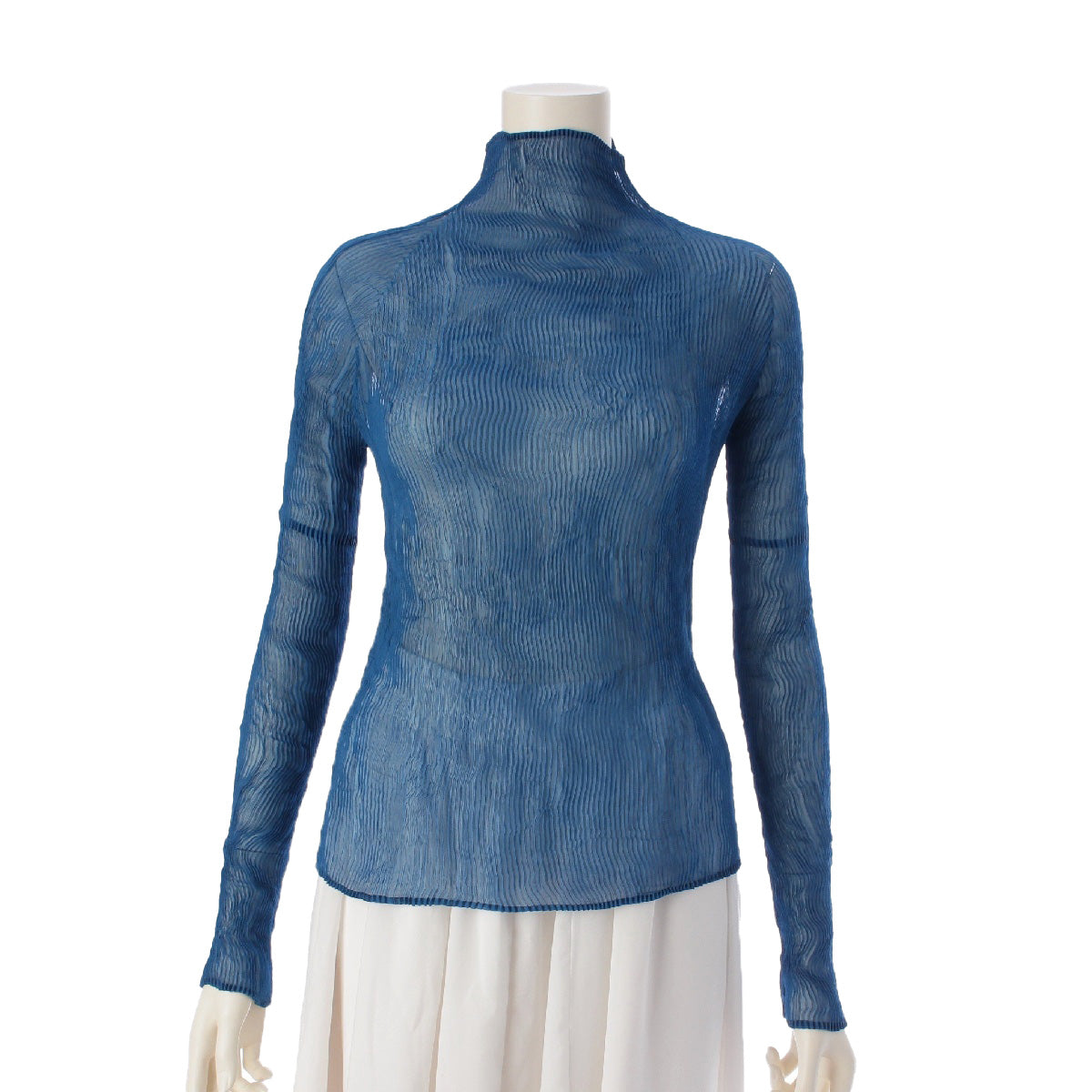 ISSEY MIYAKE Wave Pleated Turtleneck Cut tops IM61FJ410 blue 2