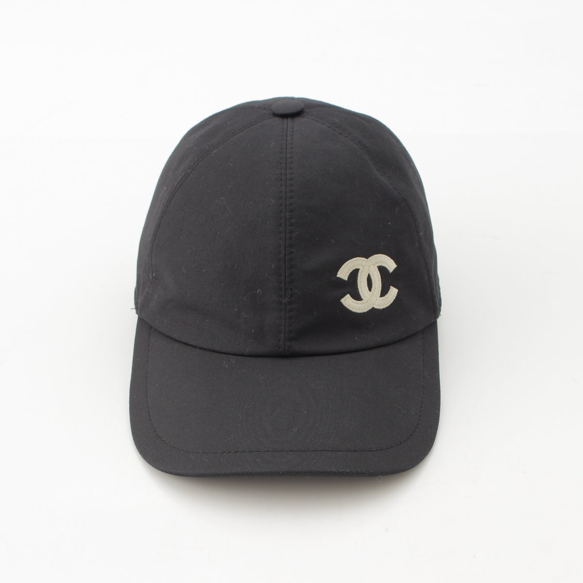 CHANEL Nylon cotton COCO Mark cap hat Black White