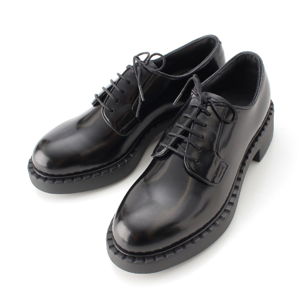 PRADA Brushed leather Lace up plain toe Dress shoes DNC713 black 36 2/1