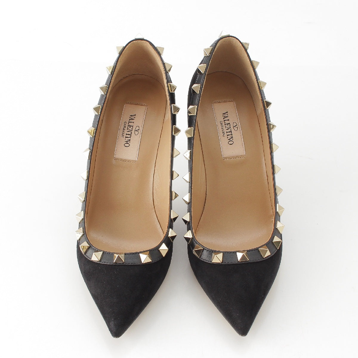 VALENTINO Suede leather Rockstud heels pumps black 34