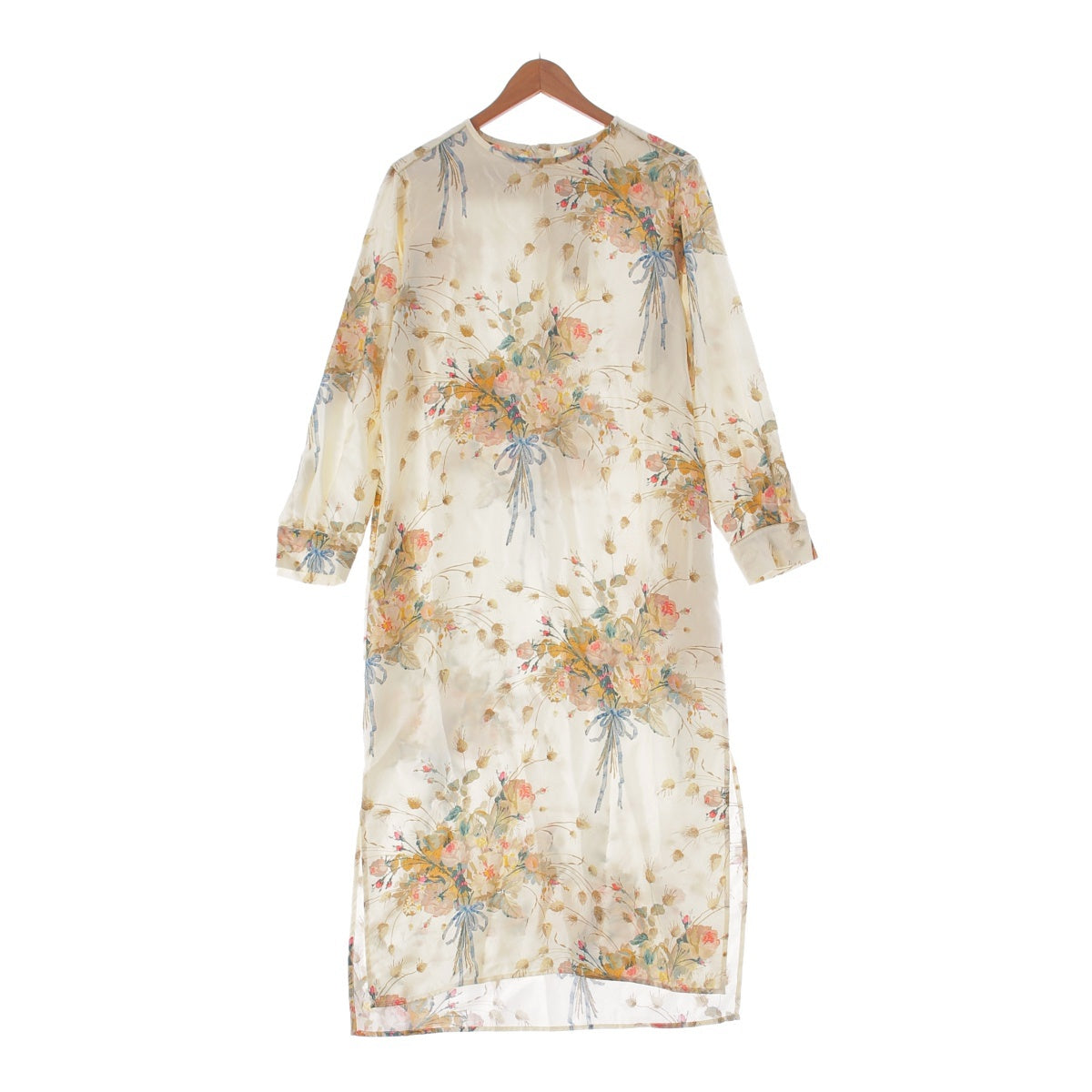 MAX MARA silk Floral Print Kaftan one piece 122104116 beige 36