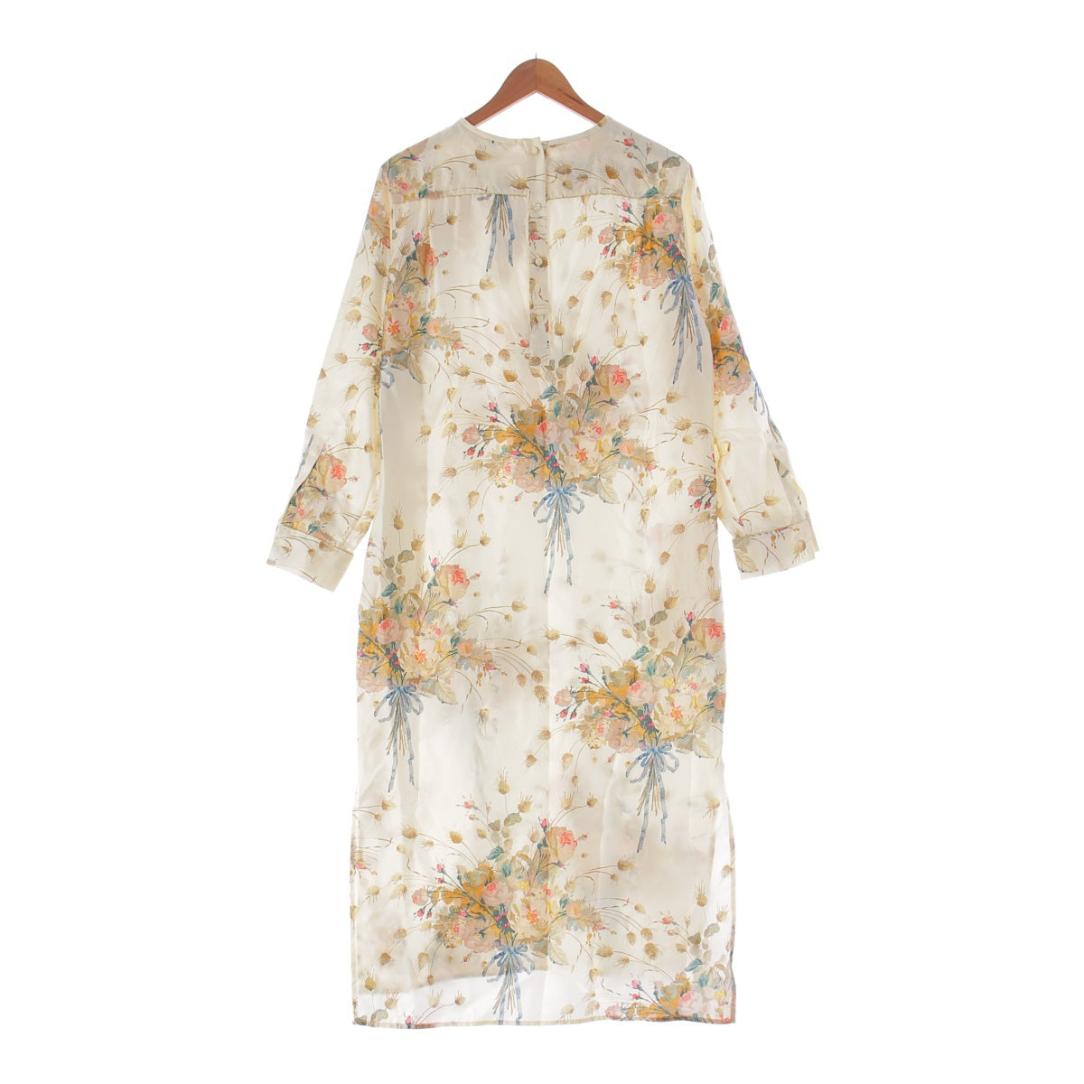 MAX MARA silk Floral Print Kaftan one piece 122104116 beige 36