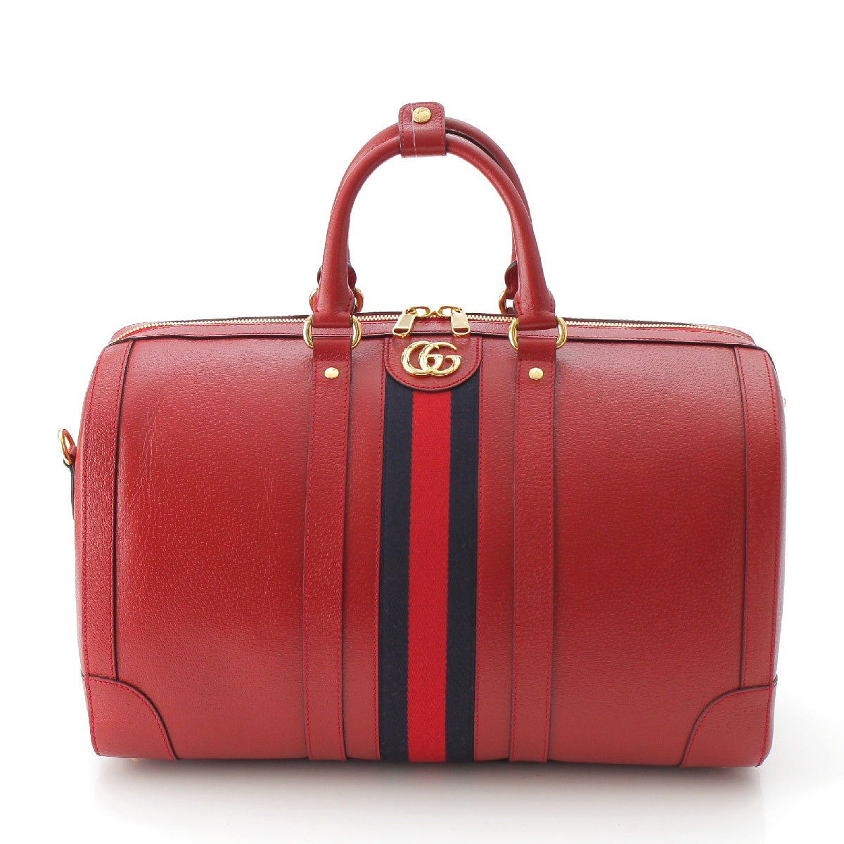 GUCCI Sherry line Savoy Medium GG Marmont 2way Shoulder Duffle Boston bag Handbag 724642 Gold Metal Red