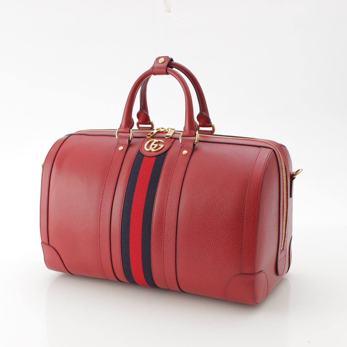 GUCCI Sherry line Savoy Medium GG Marmont 2way Shoulder Duffle Boston bag Handbag 724642 Gold Metal Red