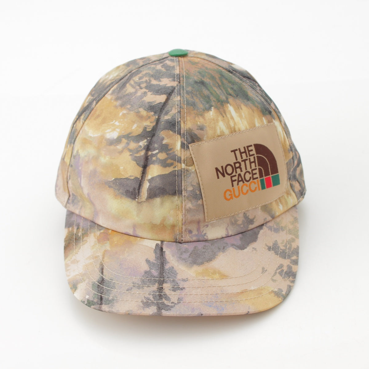 GUCCI × North Face Nylon leather All-over baseball pattern cap hat 672157 Beige multicolor S