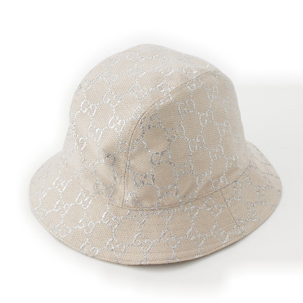 GUCCI Wool nylon GG pattern glitter bucket hat hat 631951 Beige Silver S