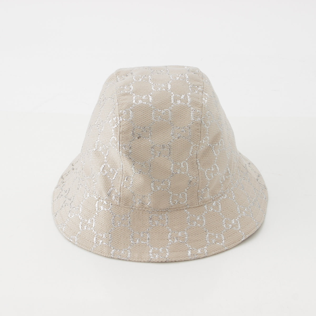 GUCCI Wool nylon GG pattern glitter bucket hat hat 631951 Beige Silver S