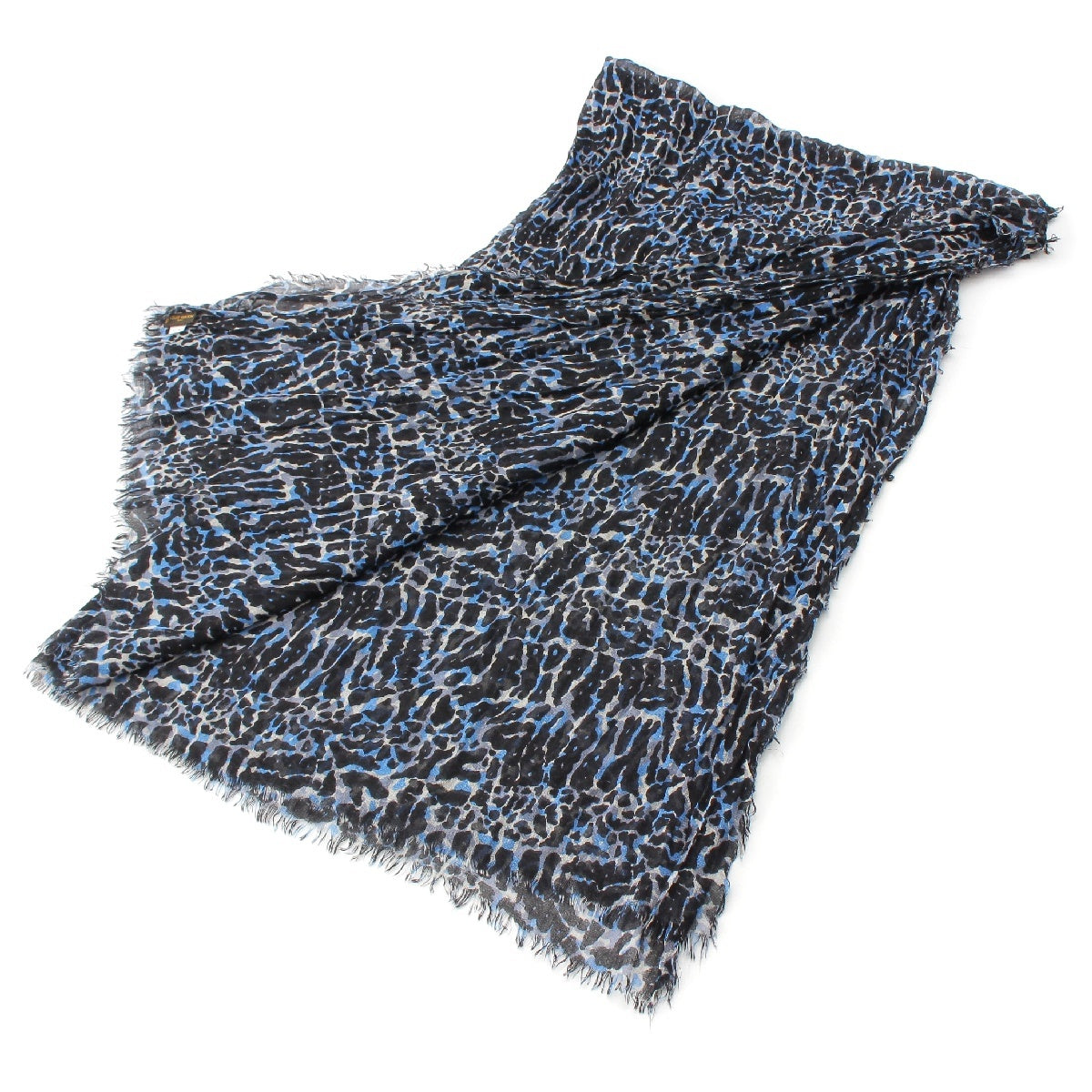 LOUIS VUITTON etole leopard cashmere silk Large format Stall scarf muffler blue