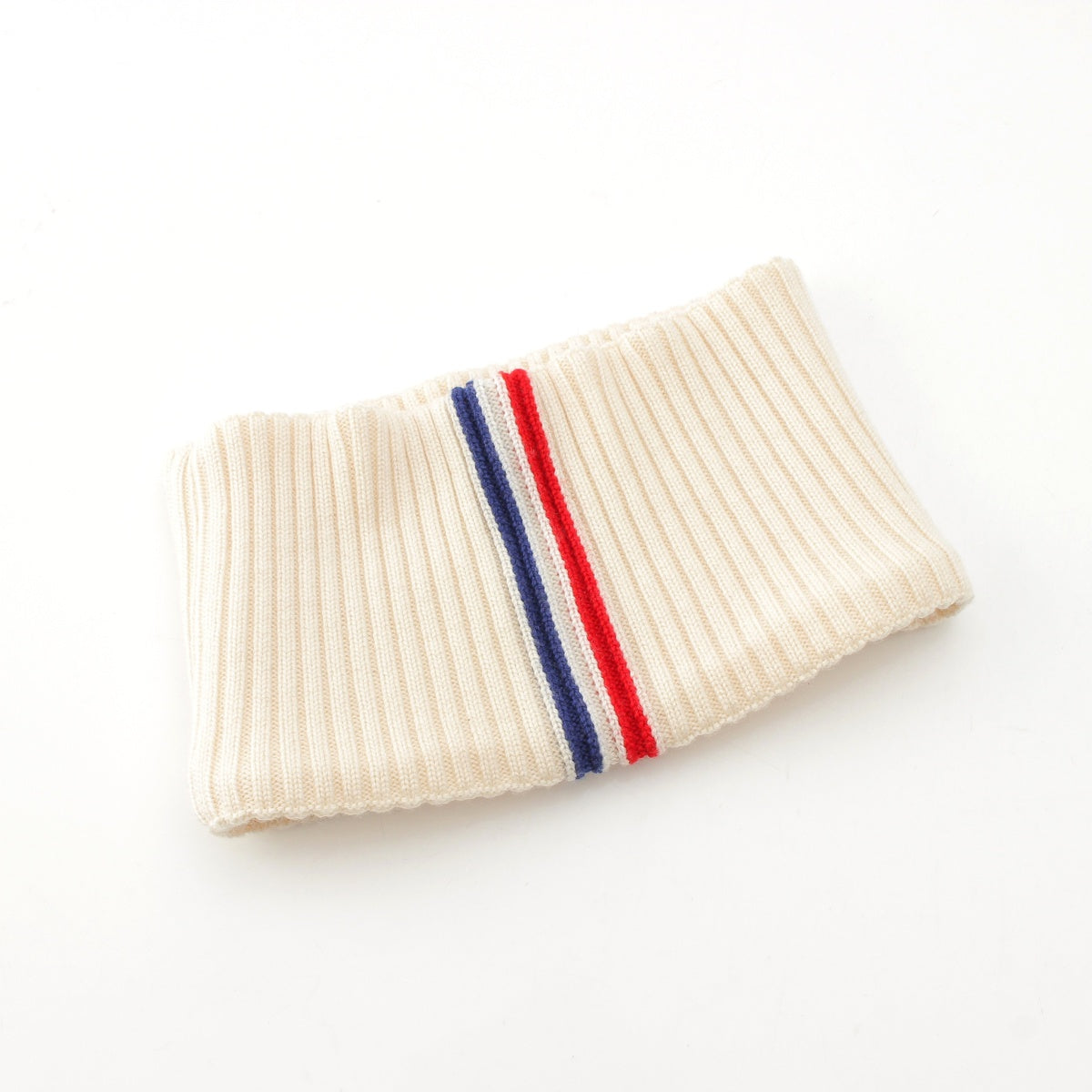 MONCLER 22 years wool Neck warmer with leather patch and logo Accessory Ivory