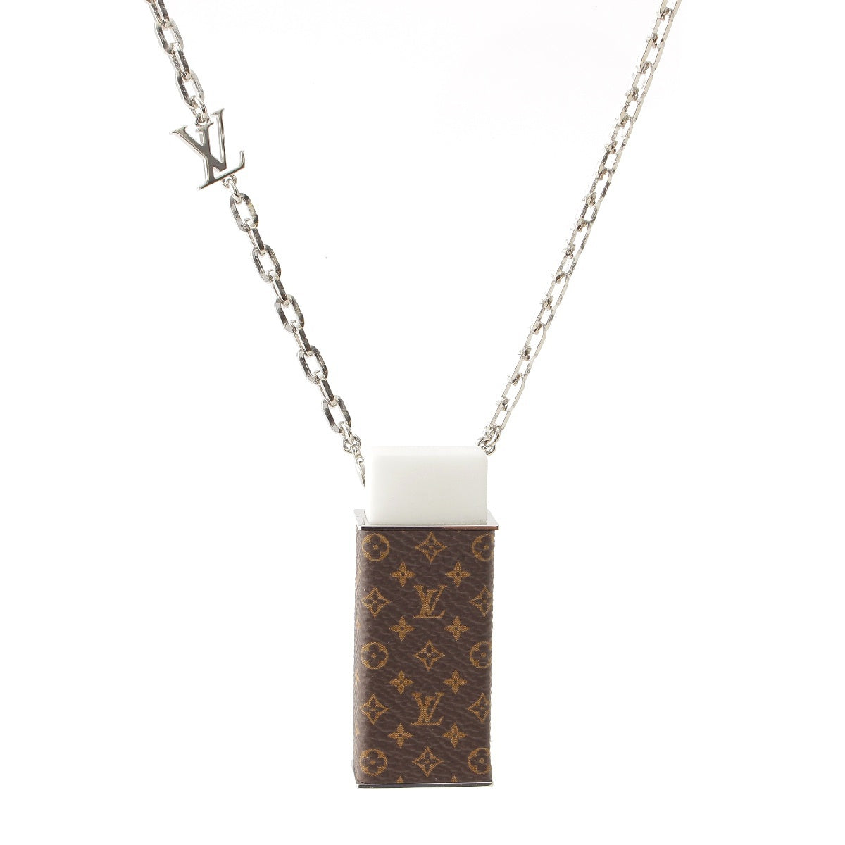 LOUIS VUITTON 21AW Monogram LV Rubber Eraser Motif 2way Brooch Necklace Pendant MP3152 Brown