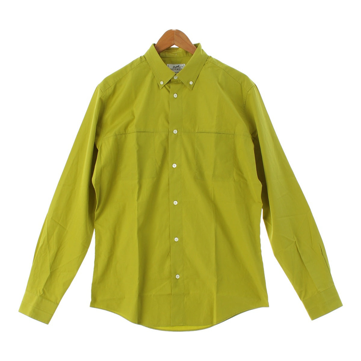 HERMES Serie cotton Button down Long sleeve shirt Tops blouse green 41