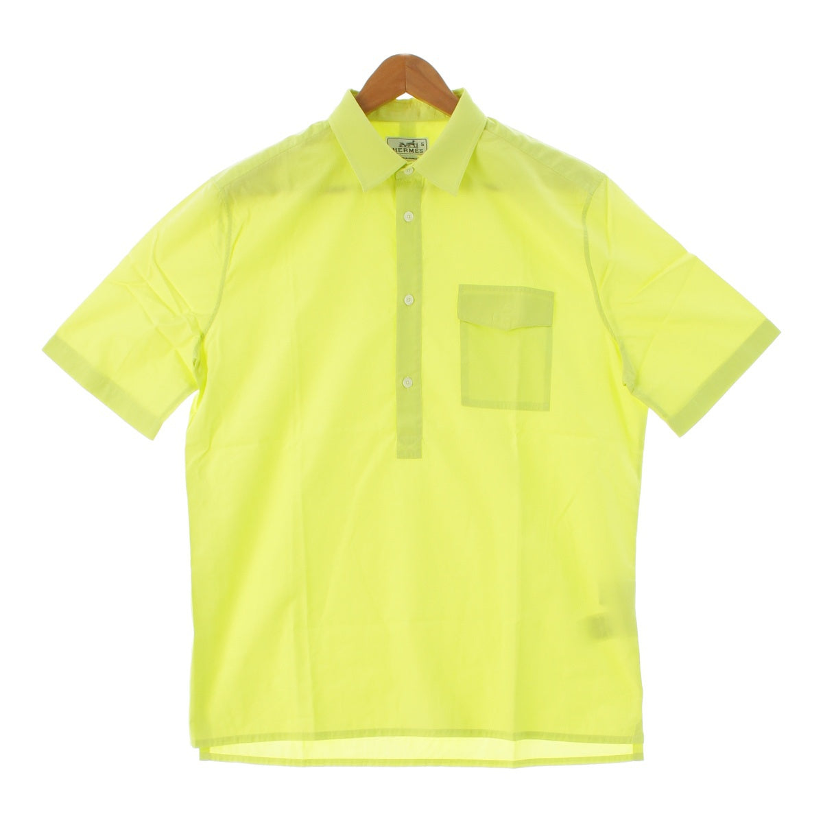 HERMES cotton Polo Short sleeve shirt Tops blouse lime green 40