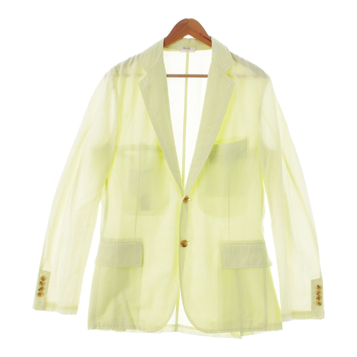 HERMES silk cotton stripe single tailored jacket G19906T lime green 48