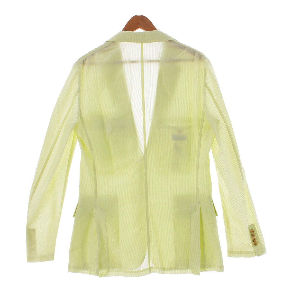 HERMES silk cotton stripe single tailored jacket G19906T lime green 48