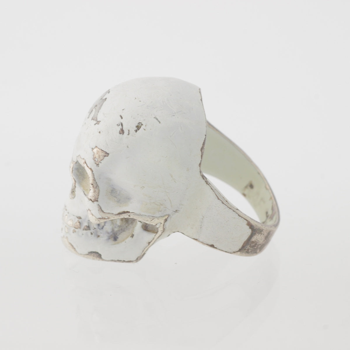 RAF SIMONS 04Stainless Steel Religious period Skull ring Paint Skeleton Ring ring white