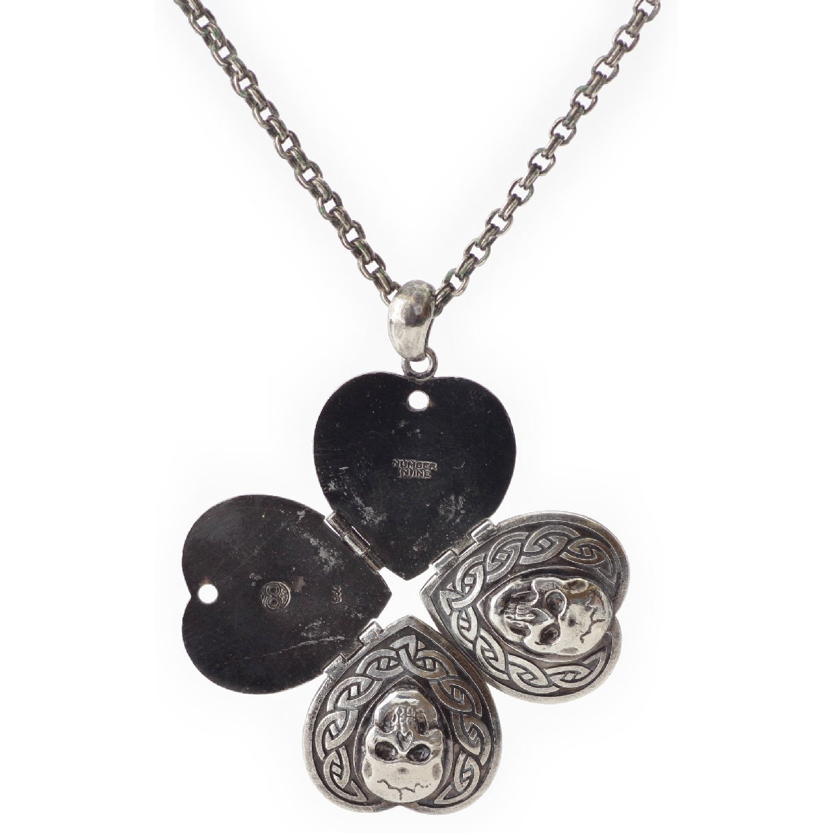 NUMBER(N)INE Magical Design Heart Skull Tears Chain Necklace Pendant accessories SV925 Silver