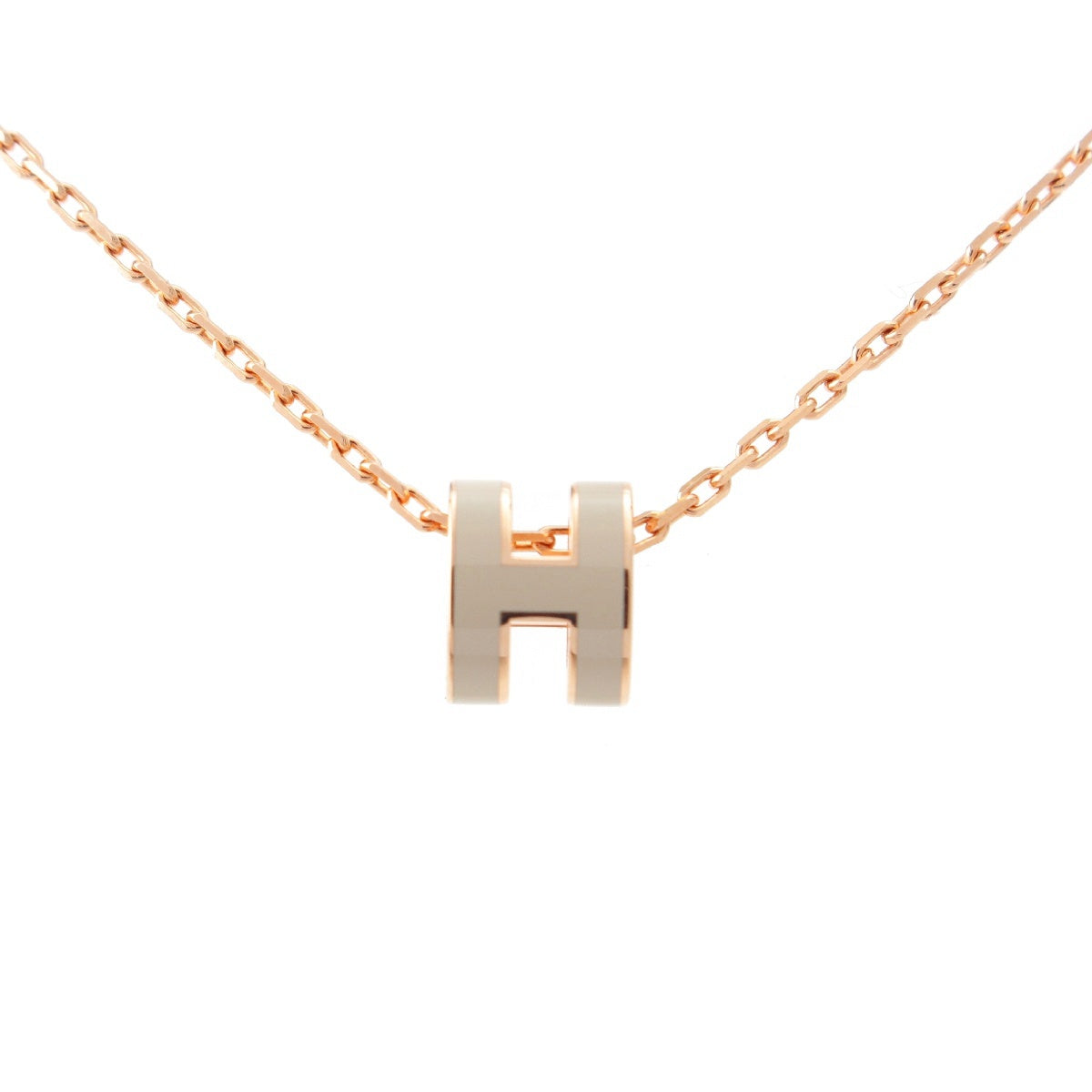 HERMES Pop ash Pink gold H motif Necklace Pendant Pink gold