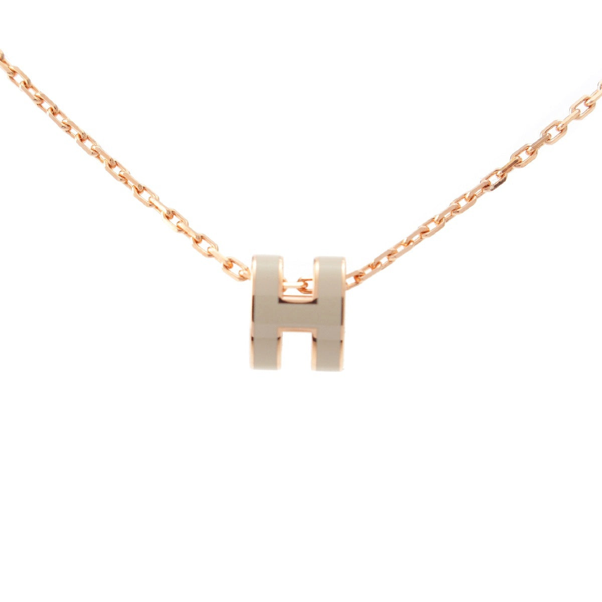 HERMES Pop ash Pink gold H motif Necklace Pendant Pink gold