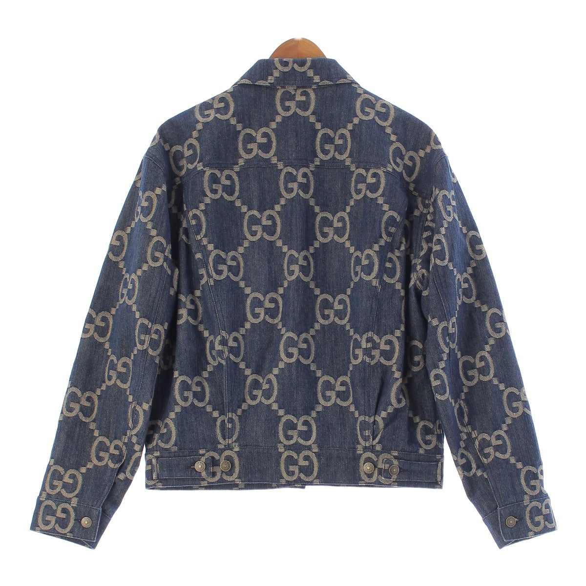 GUCCI Cotton denim GG jacquard all-over pattern Denim Jacket Blouson 674338 Indigo blue 44